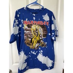 Iron Maiden T-shirt, Blue & White, Size XL, 100% Cotton